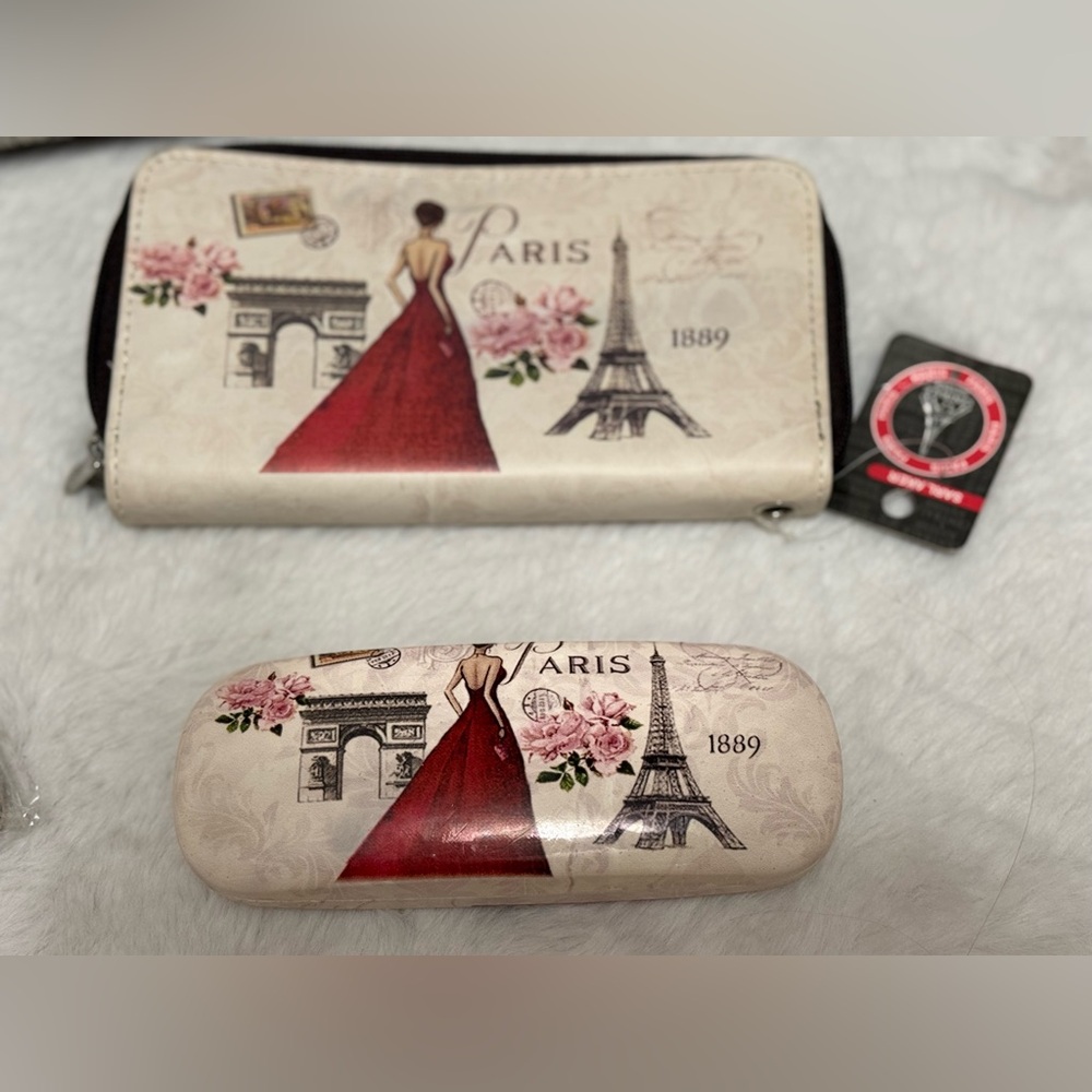 Paris Themed Shoulder Bag Set - Black and Cream - Picture 5 of 13